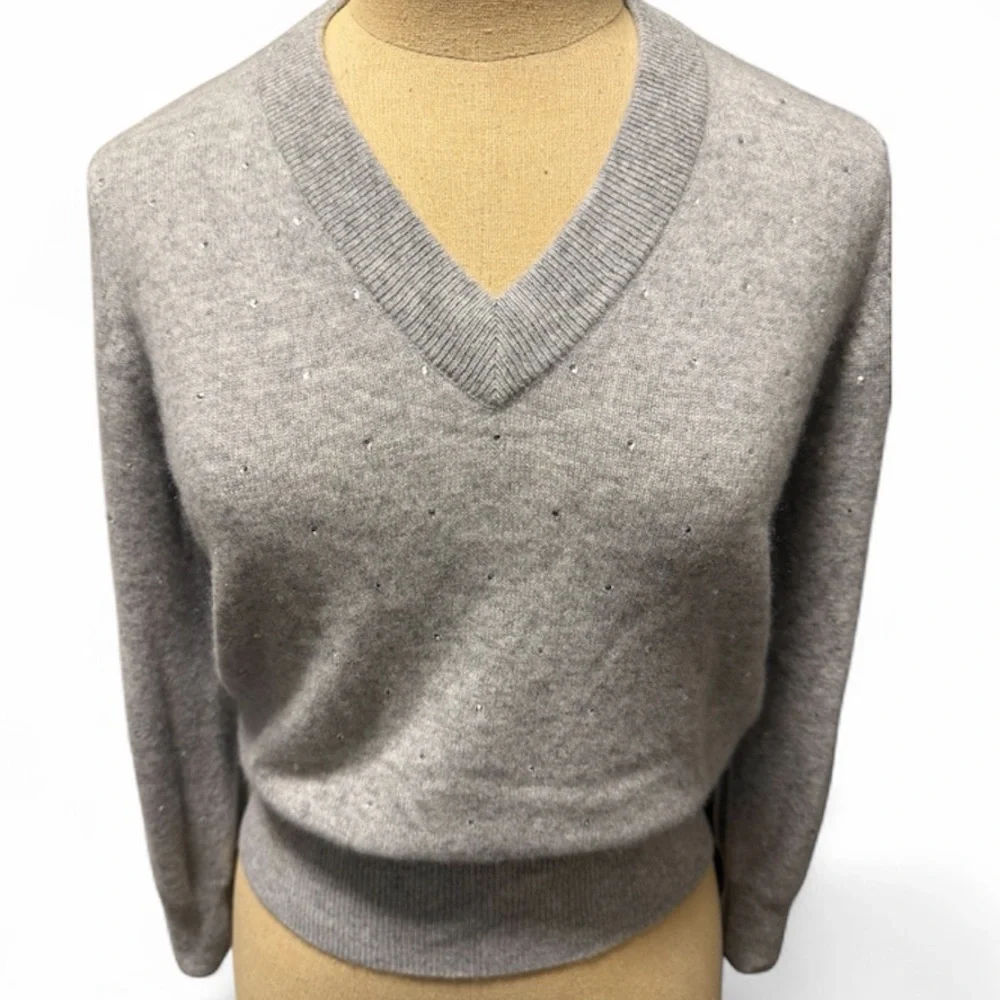 Kinross Rhinestone Cashmere Sweater - Picture 1 of 6